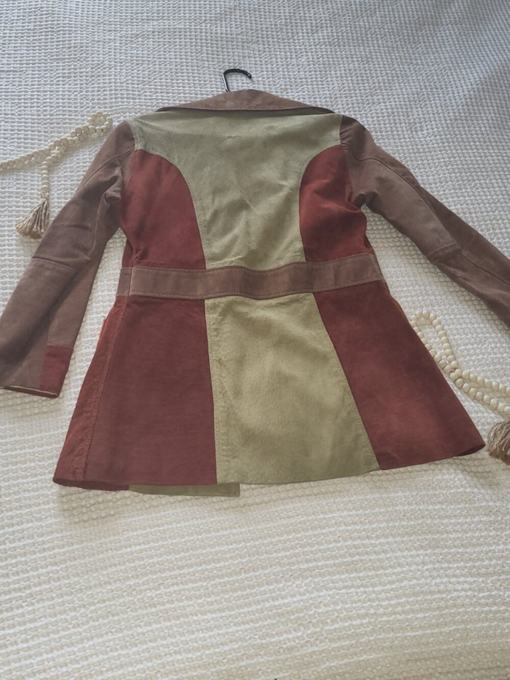 Vintage Mambo Genuine Suede Leather Patchwork Jacket Coat Made In USA 70s Boho M - Picture 8 of 13